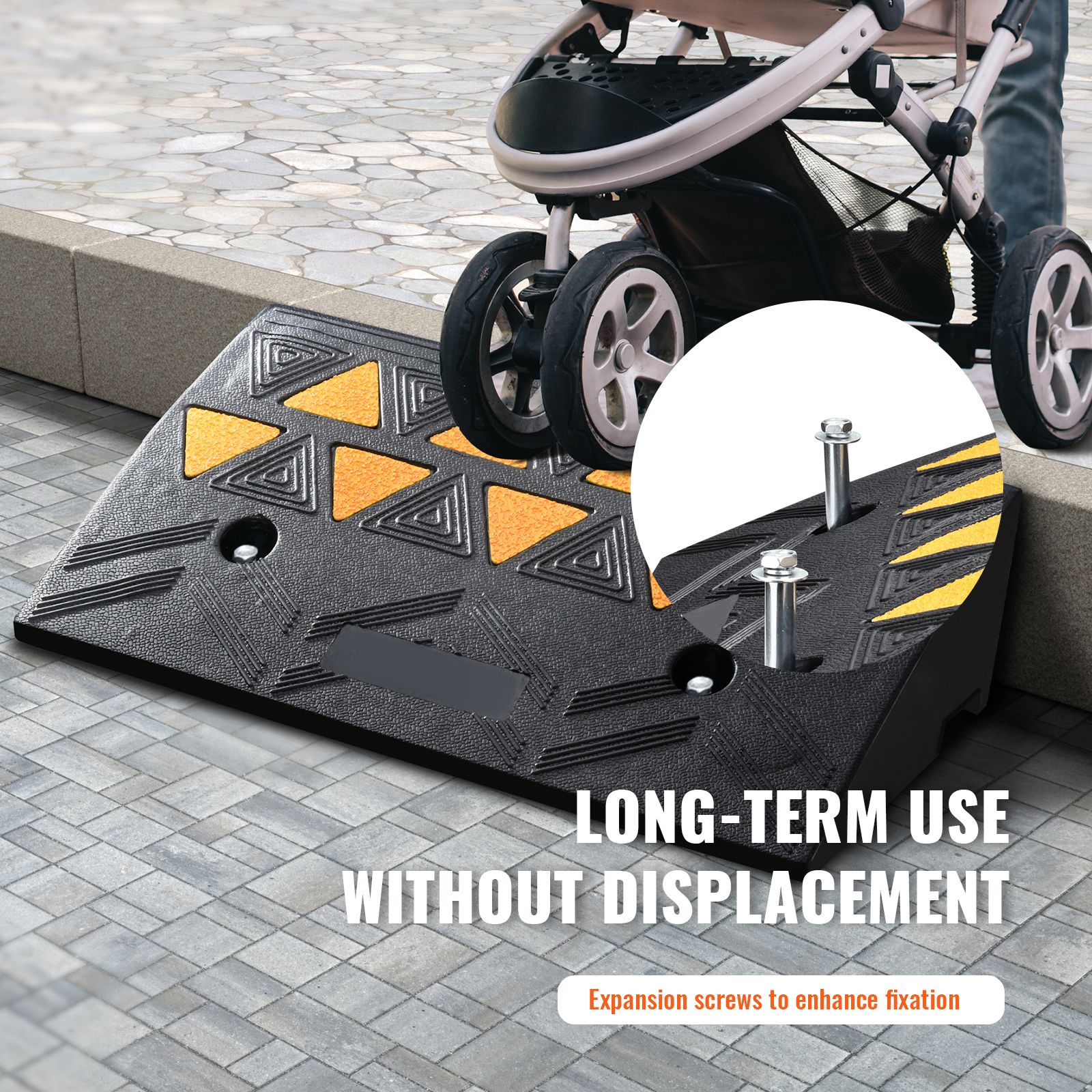 Rubber Curb Ramp 10.8 cm Rise Height Sidewalk Curb Ramp, 30 cm Width 50 cm Length Driveway Ramp for Curb, 15T Heavy Duty Rubber Ramp for Forklifts, Trucks โ image 6
