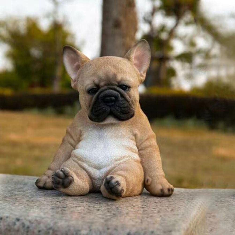 Dog Statue, French Bulldog Statue Garden Animal Sculpture for Garden Decoration Outdoor Lawn Gnome Yard Art (Take a Dog)