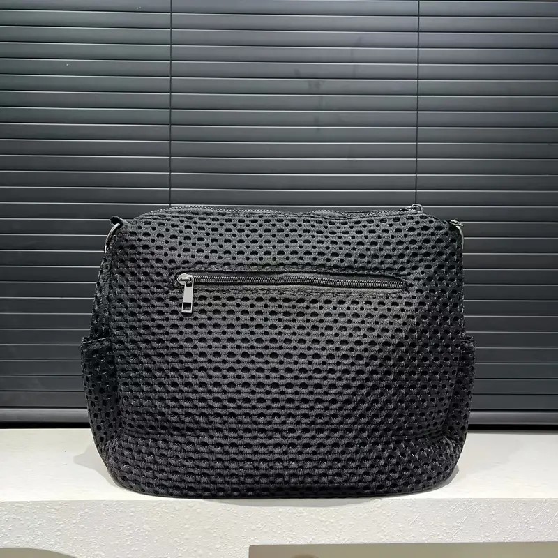 Women's fashionable mesh-paneled crossbody bag, large-capacity lightweight mesh travel vacation sports bag โ image 6