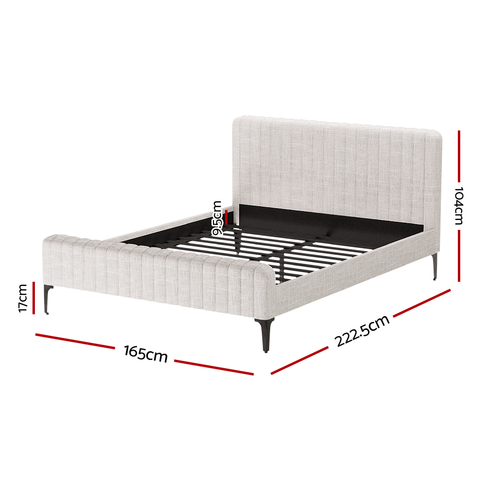 Artiss Bed Frame Queen Size Beige AMMY — image 2