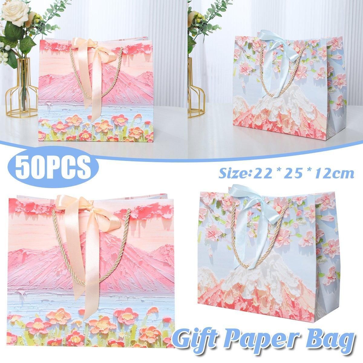 50PCS Cloud Mountain Petals Cream Wind Stereo Oil Painting Paper for Gift Wrapping - B — image 2