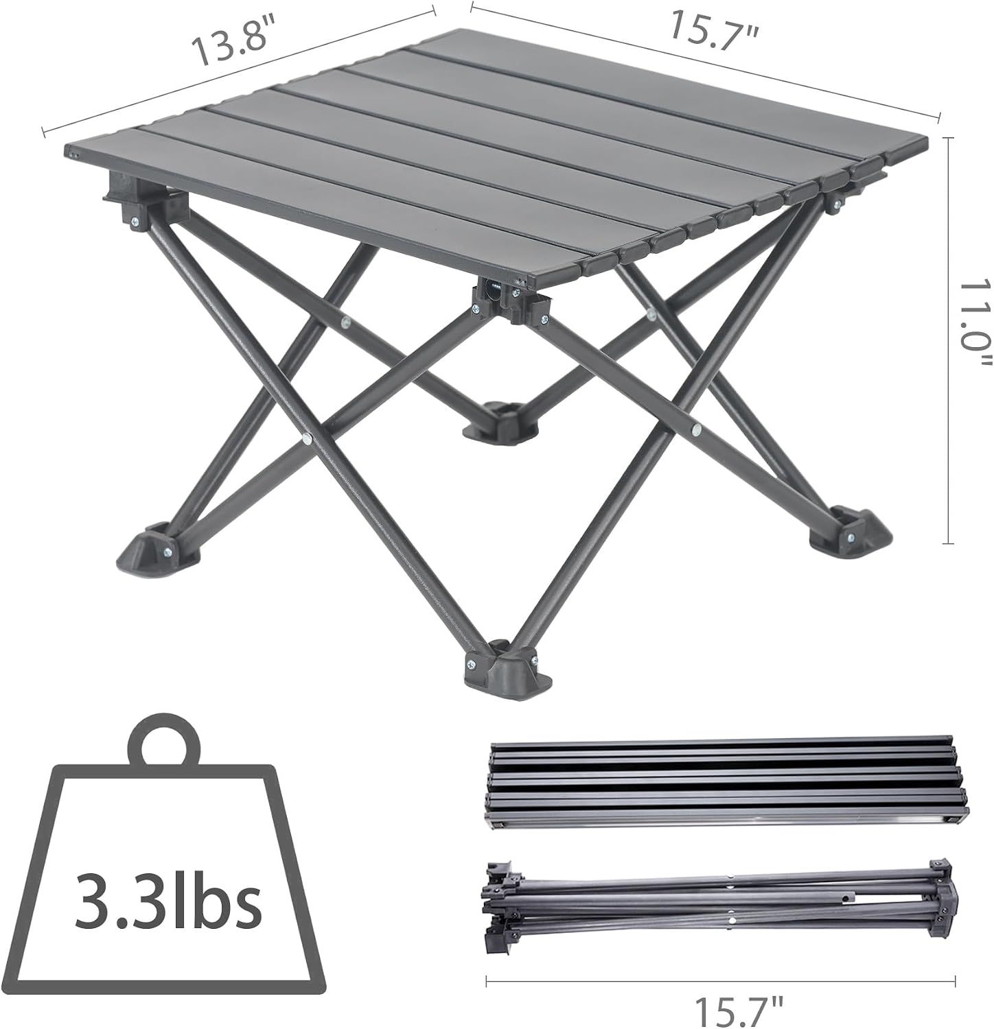 Roll Up Camping Table with Carry Bag, Lightweight Aluminium Table for Picnics, BBQs, Travel and Camping, Black, 39.9 x 34.8 x 27.9 cm โ image 3