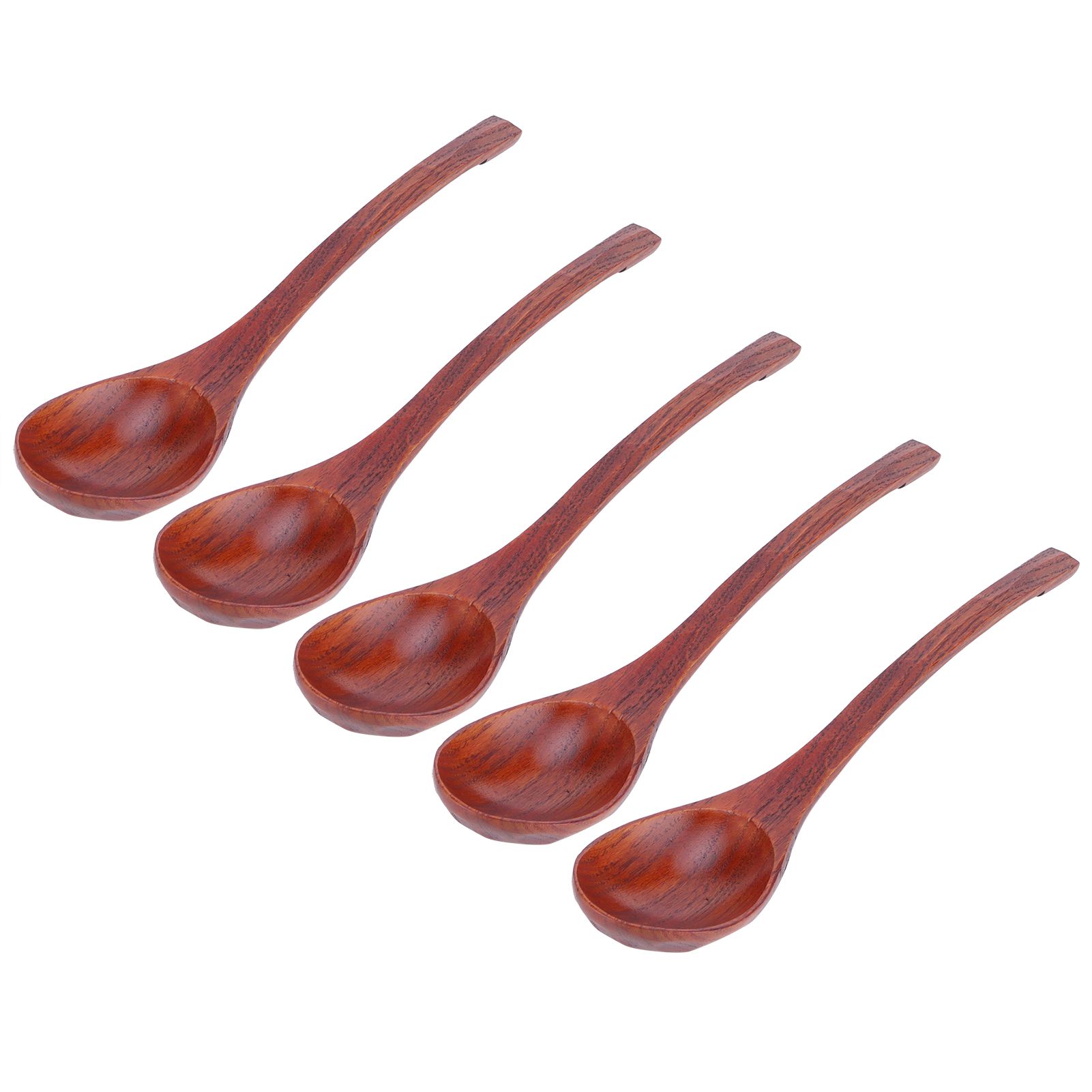 5PCS Japanese Style Wood Spoon Long Handle Soup Spoons Household Tableware Kitchen Tools — image 3