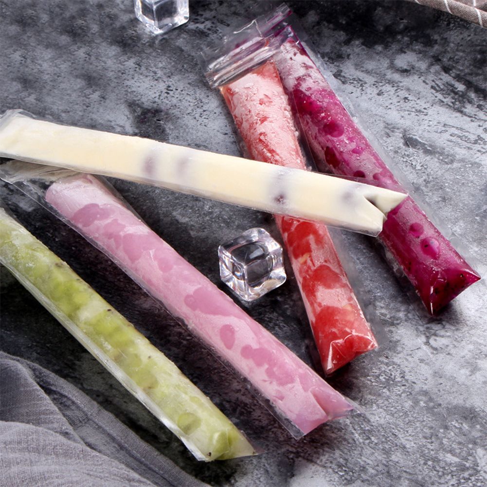 100pcs/Pack Plastic Sicles Freezer Bags Ice Cream Making Mould DIY Yogurt Summer Drinks with Funnel โ image 6