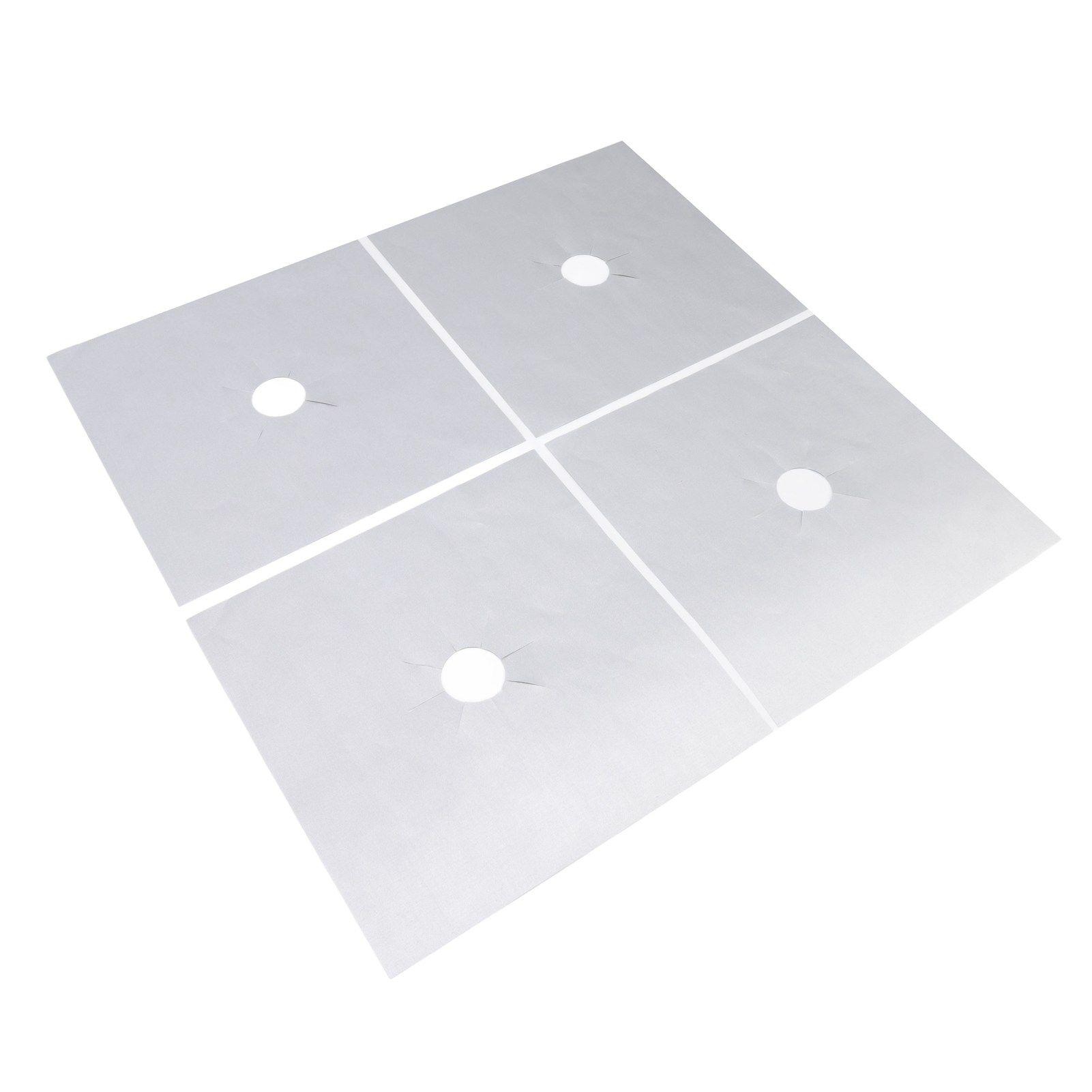 4Pcs Stove Burner Cover PTFE Coating Non Stick Gas Range Stove Top Protector Pad for Kitchen Cooking Silver 27x27cm 0.1mm — image 2