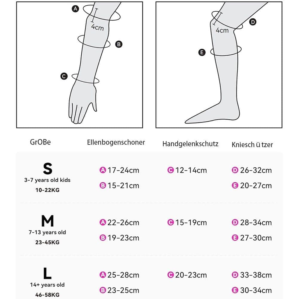 6-in-1 Protective Gear Set Adjustable Knee Elbow Wrist Guards for Roller Skating Skateboarding, One Size, Black — image 4