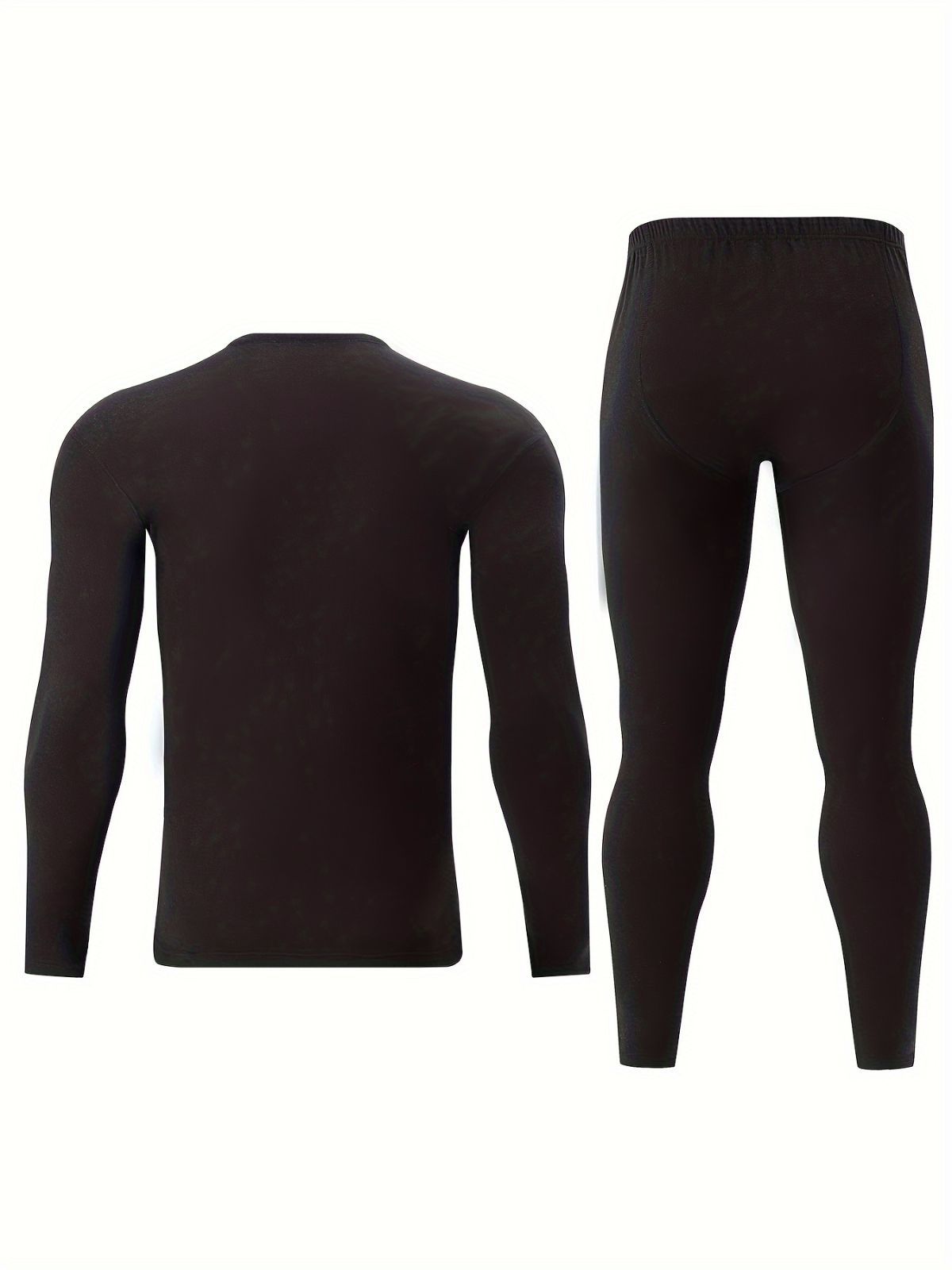 Men's Thermal Underwear Set 2-Piece Long Sleeve Top & High-Waist Pants - Black - Size S(AU S/EU46) โ image 5