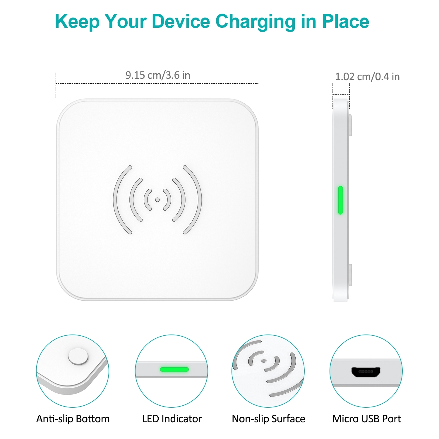 CHOETECH T511-S 10W/7.5W Fast Wireless Charger Pad (White) — image 3
