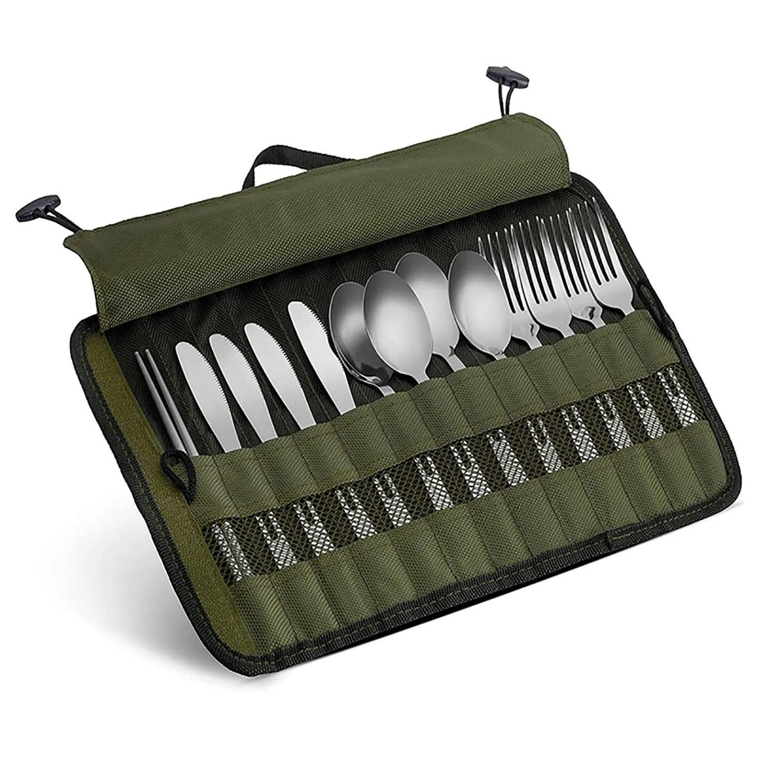 Outdoor Camping Cutlery Storage Bag Portable Roll Up Pouch Bag Cutlery St โ image 3