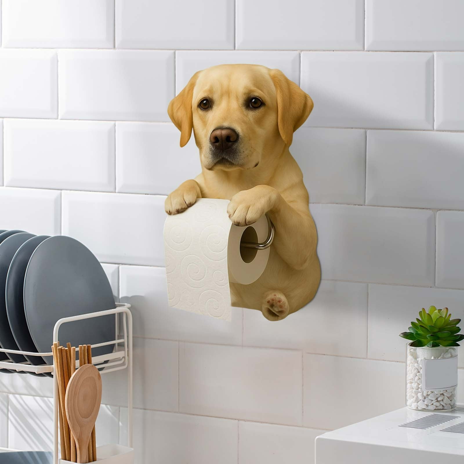 Dogs Toilet Roll Holder Series, 3D Resin Cute Dog Towel Rack, Wall Mouted Toilets Paper Storage Dispenser for Home Bathroom Kitchen J — image 3