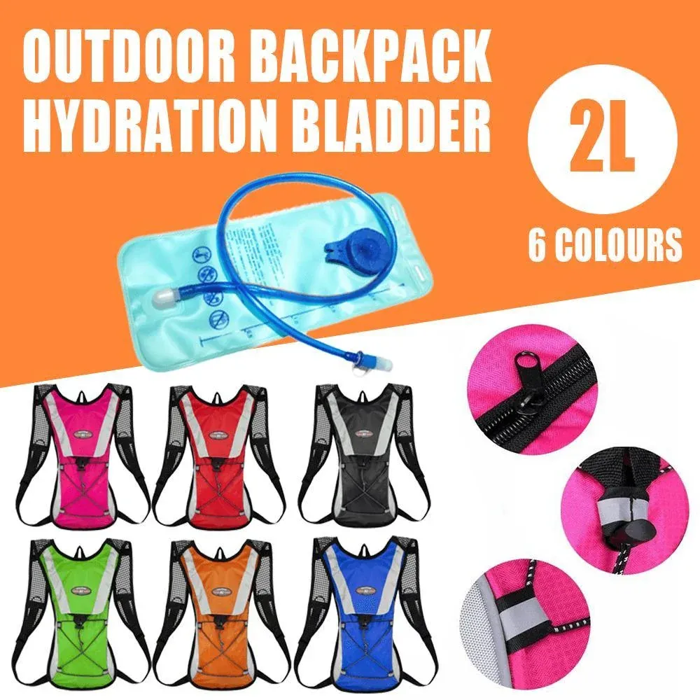 Hydration Pack Backpack Bag with 2L Water Bladder for Hiking Camping Cycling Running - Green — image 2