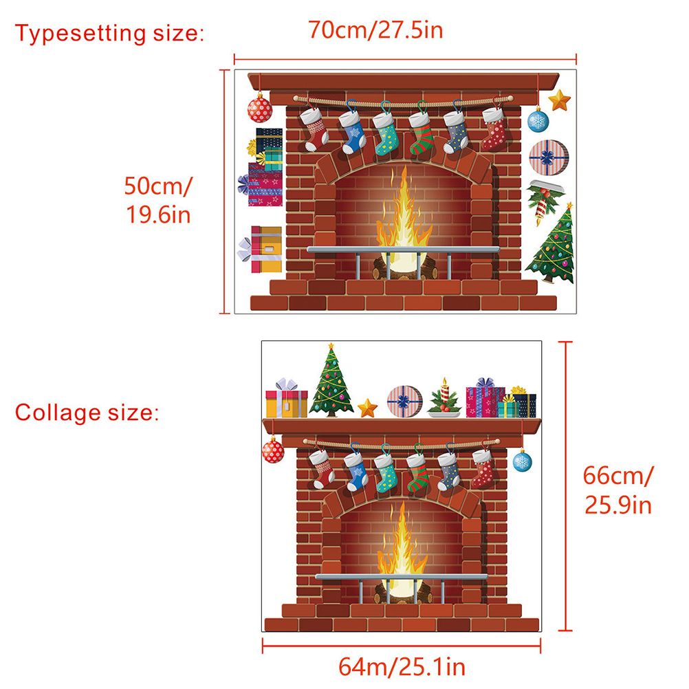 Christmas Fireplace Wall Decals DIY Home Decor Living Room Sticker Bedroom Decoration Nursery Wallpaper โ image 3