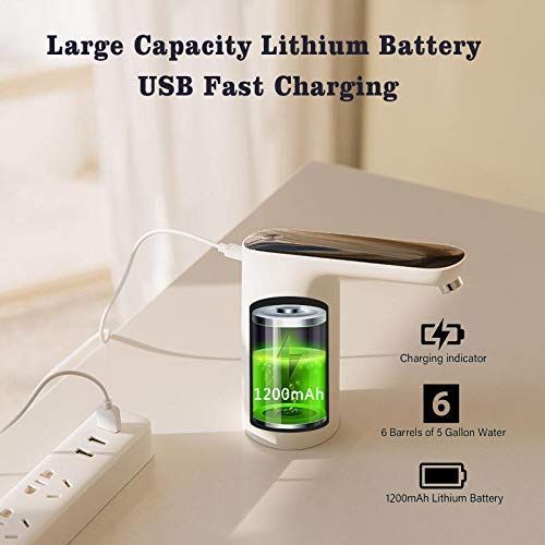 Water Bottle Pump,USB Charging Universal Electric Water Dispenser,Upgrade Touch Button Automatic Water Jug Pump for 2-5 Gallon — image 5