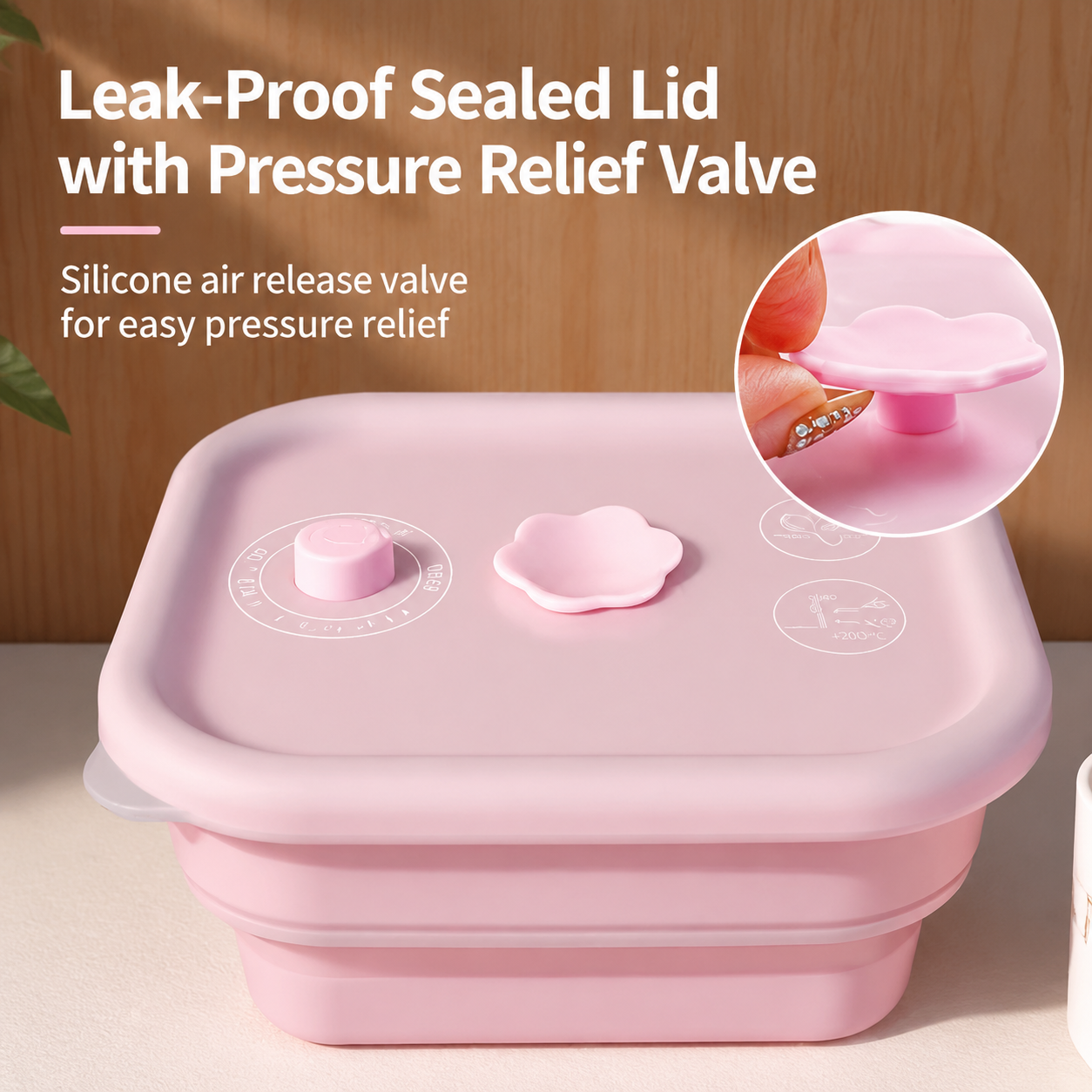 Collapsible Food-Grade Silicone Storage Container with Leakproof Lid, Built-in Date Dial and Steam Vent - Reusable, Microwave-Safe, Freezer-Ready — image 4
