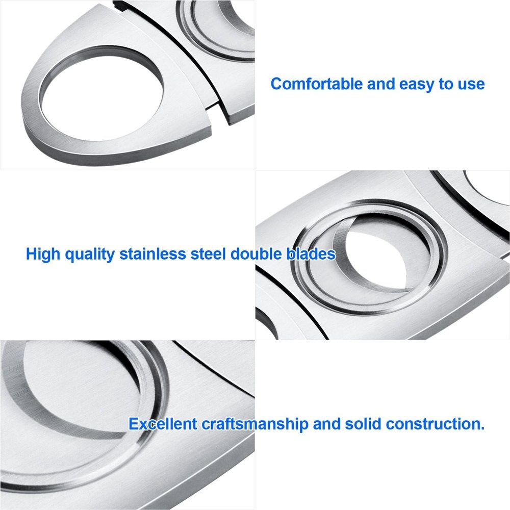 Cigar Cutter Set (6 Pack), Guillotine Double Blade, Cigar Accessories for Men, Stainless Steel Smoking Accessories Tool, Portable Sharp Clean Cut - Silver โ image 4