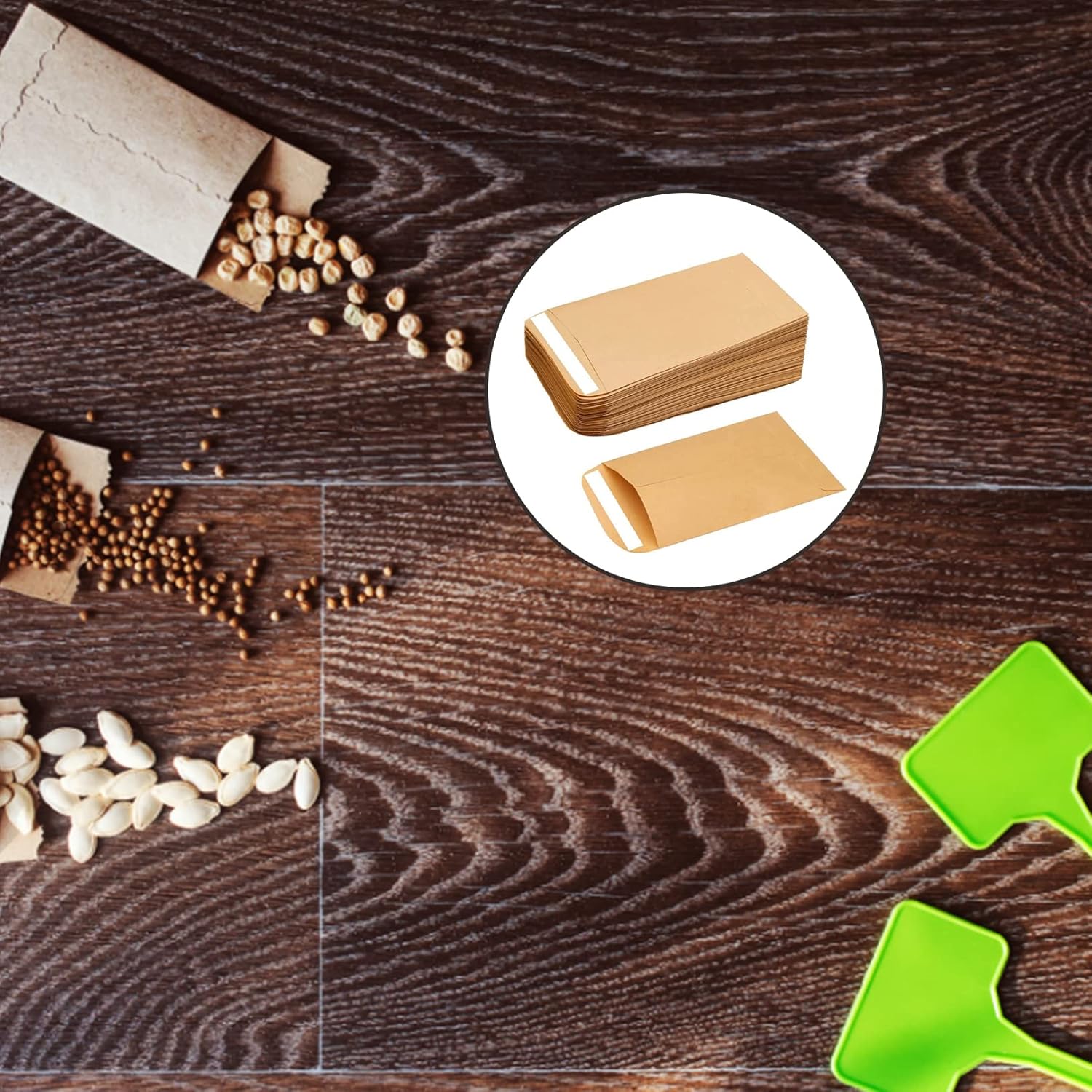 50 small brown seed envelopes - 6x10cm mini brown seed envelopes - envelopes for coins and small parts - small brown kraft paper bags for small items - seeds โ image 5
