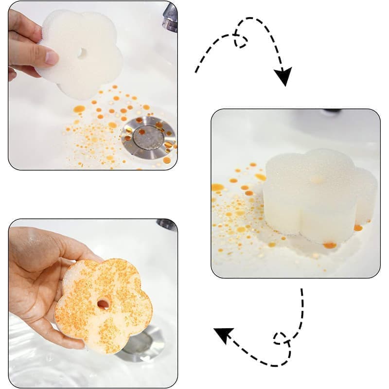 50-Pack Oil Absorbing Sponges for Pool, Flower Shaped, Effective Oil and Dirt Removal — image 2