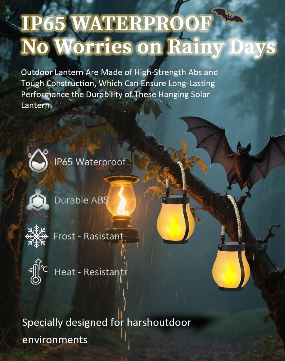 Outdoor solar lights - Solar garden lighting - Solar lantern - Dancing flame outdoor solar lanterns waterproof lighting - Hemp rope flame lamp - For camping — image 3