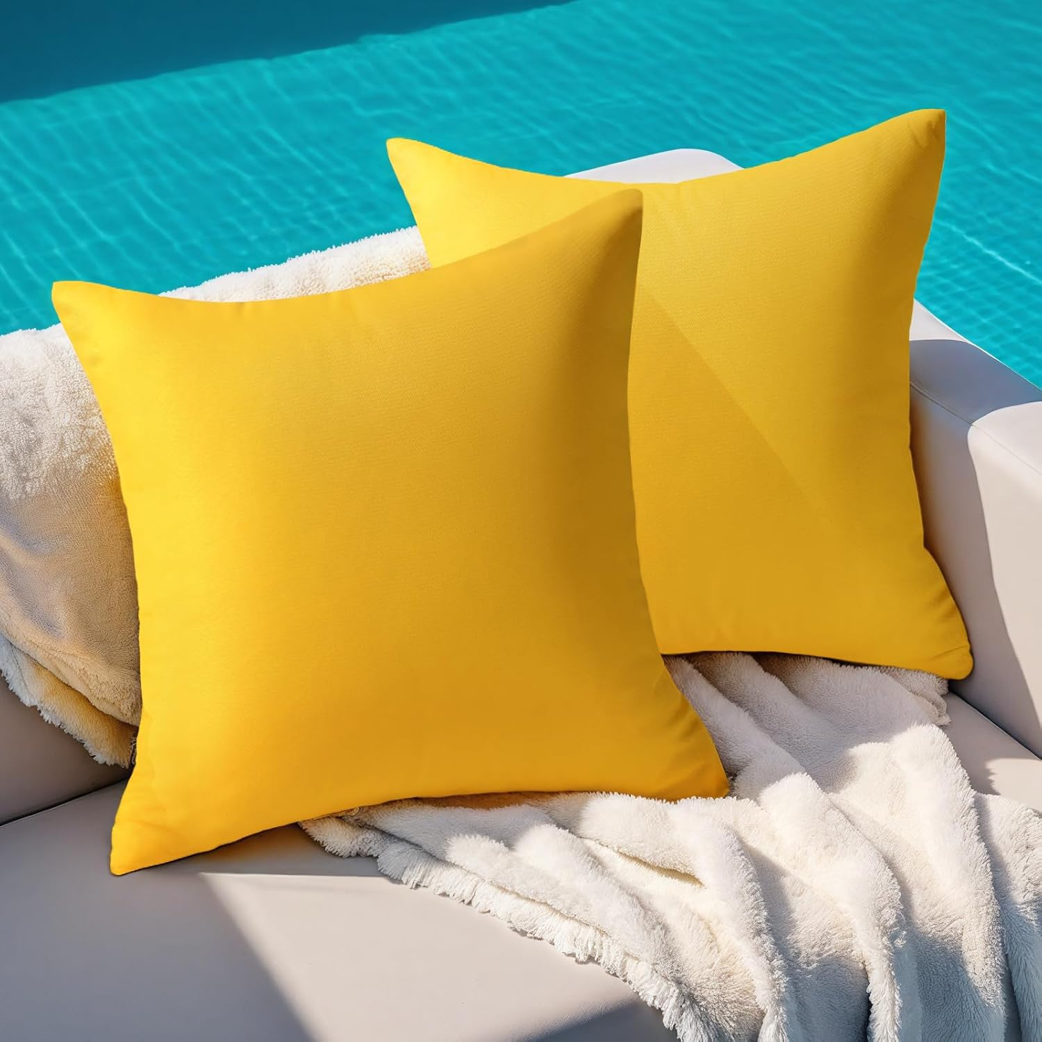 Outdoor Pillow Covers Set of 2, Decorative Farmhouse Waterproof Pillow Covers, Solid Linen Pillowcase Cushion Covers for Patio Garden Balcony Couch Sofa 18 ×