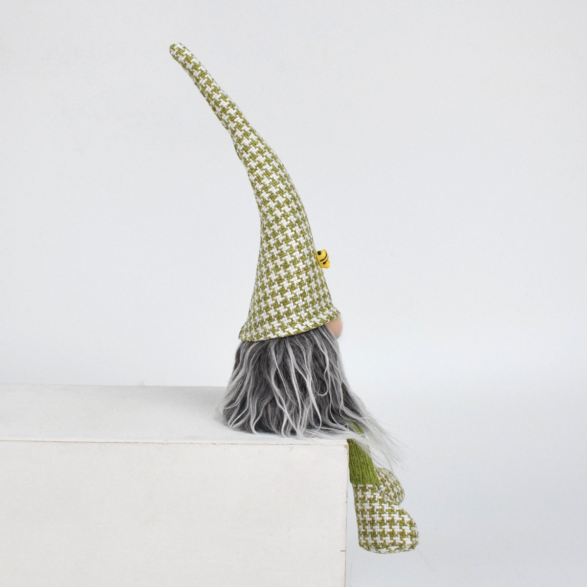 2 Pcs Charming Green Houndstooth Gnome - Plush Faceless Gonk with Long Dangle Legs - Adorable Shelf Sitter Home Decor Accent โ image 2