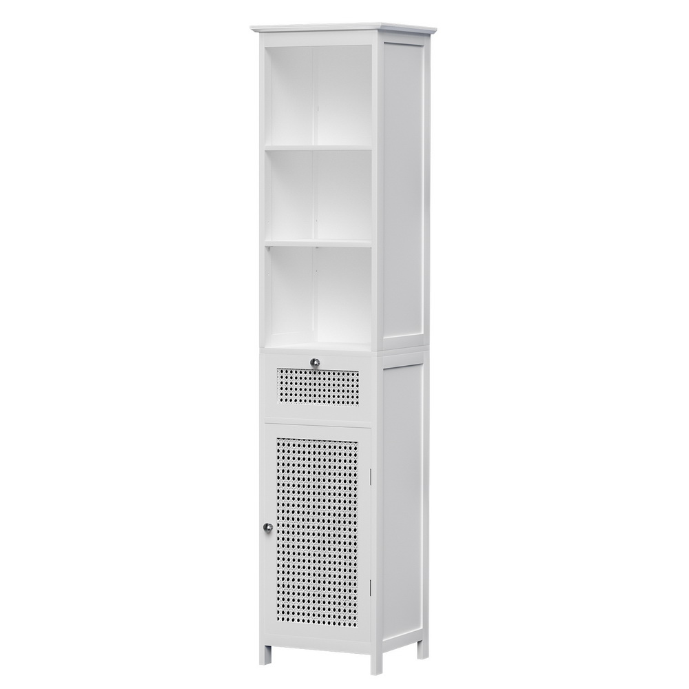 Artiss Bathroom Cabinet Storage 161cm White Rattan Tallboy Toilet Cupboard โ image 3