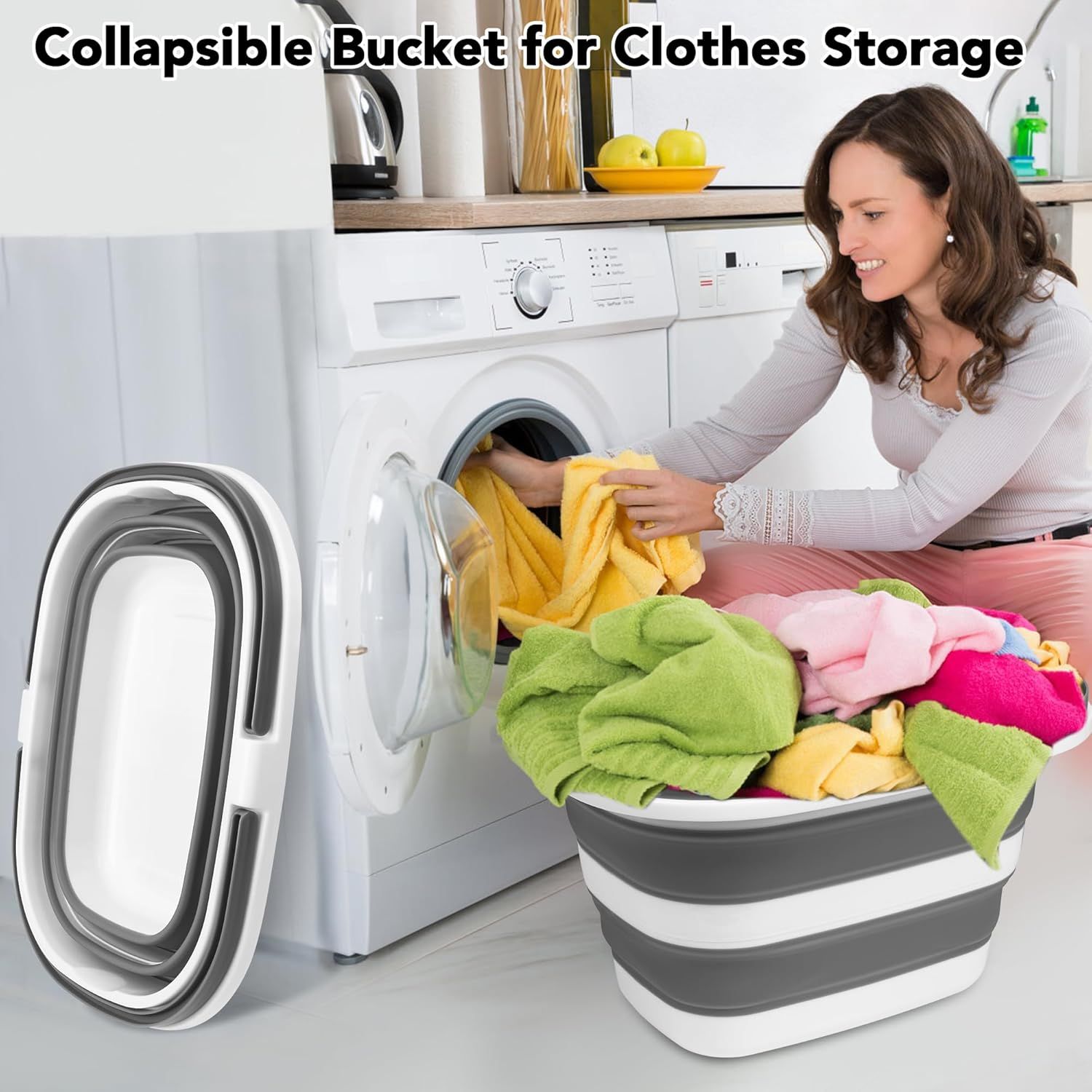 16 L Collapsible Mop Bucket, Foldable Plastic Cleaning Tub with Handle for Laundry, Car Washing, Camping, Fishing and Home Storage โ image 4