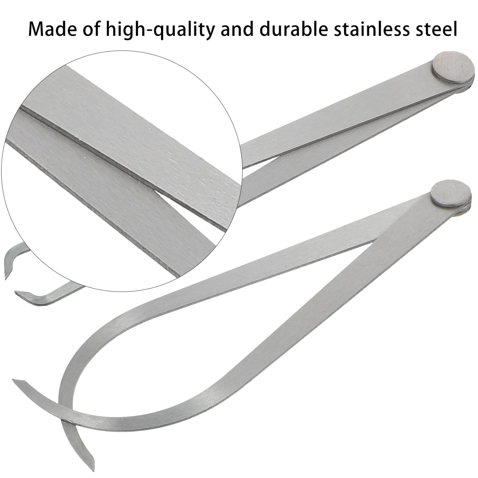 Steel Inside Outside Caliper Tools, Joint Measurement Kit with Bent and Straight-Leg for Measuring Ceramic Sculpture 2pcs 200mm — image 3