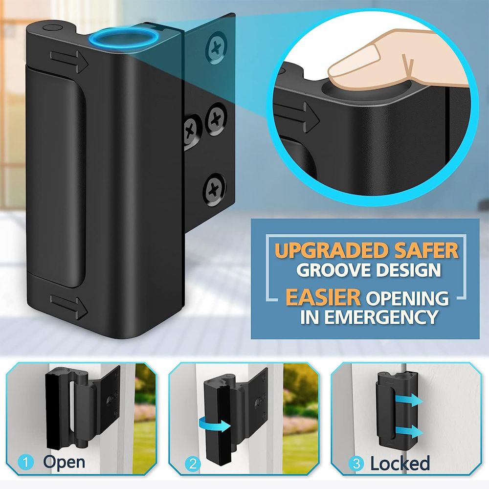 Home Security Door Lock, Reinforcement Lock Withstand 800 lbs for Inward Swinging Door,Defender Security Door Lock — image 3
