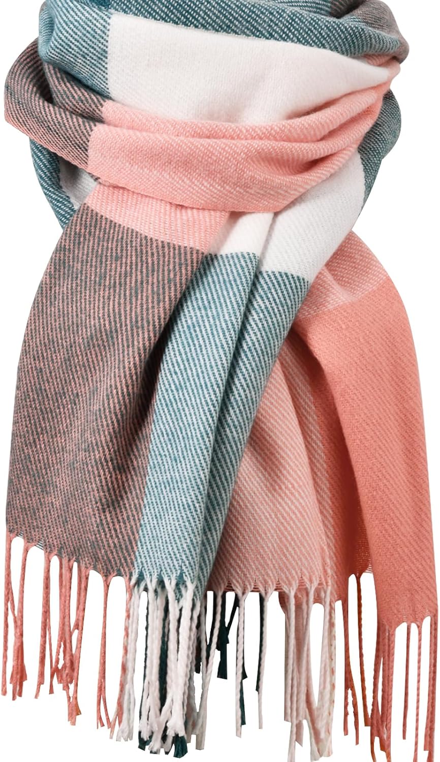 Womens Winter Scarf, Fashion Cashmere Feel Plaid Scarfs for Women, Pashmina Shawls and Wraps, Long Blanket Scarf