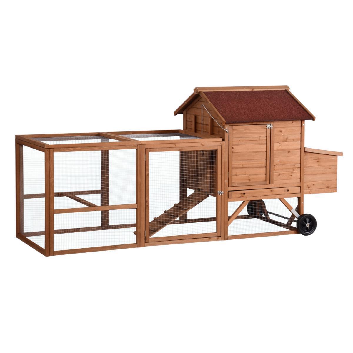 YES4PETS 248 cm XL Chicken Coop Rabbit Hutch Ferret Hen Guinea Pig House With Wheels โ image 3