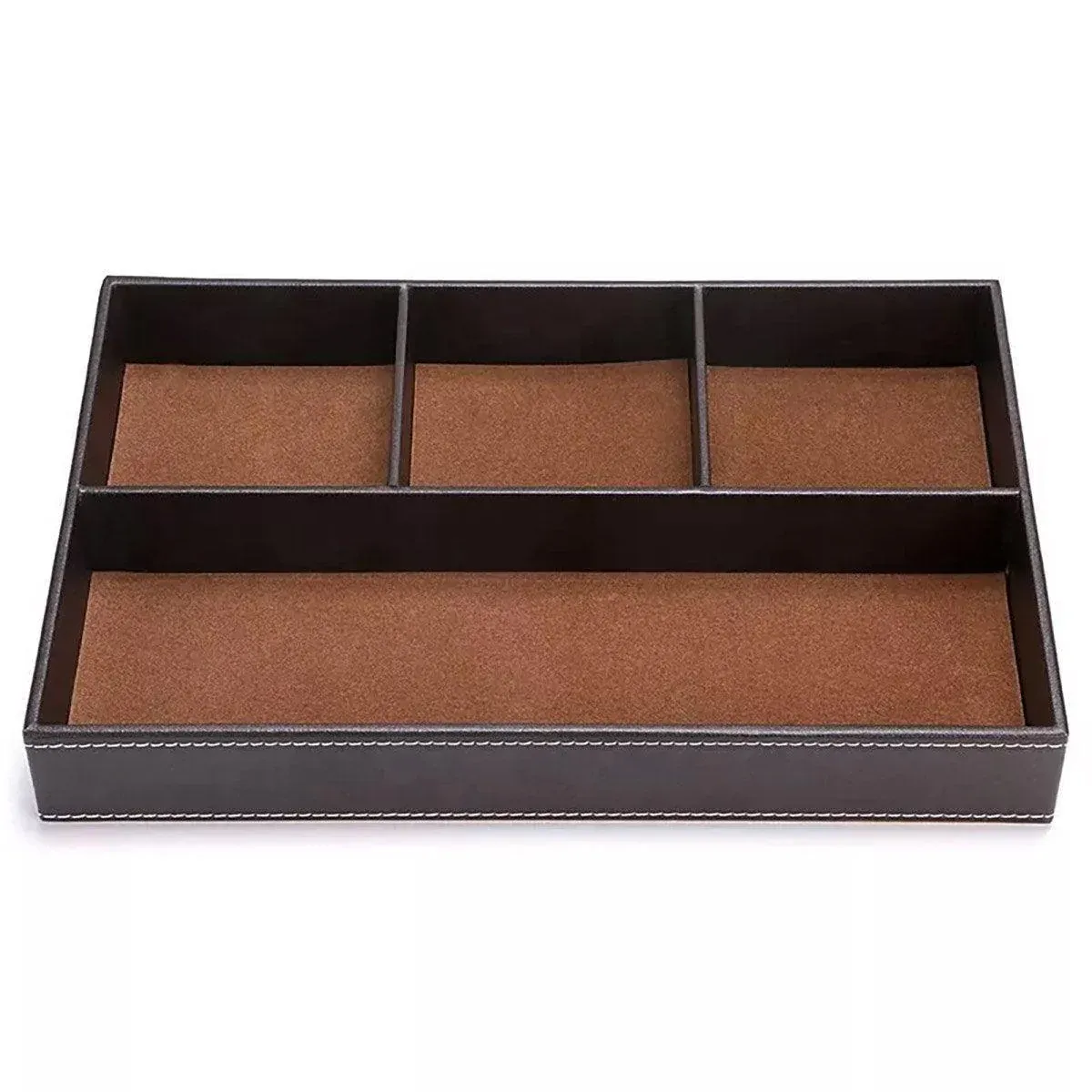 Leather Desktop Organizer Multi-functional Storage Tray Key Jewellery Box — image 2