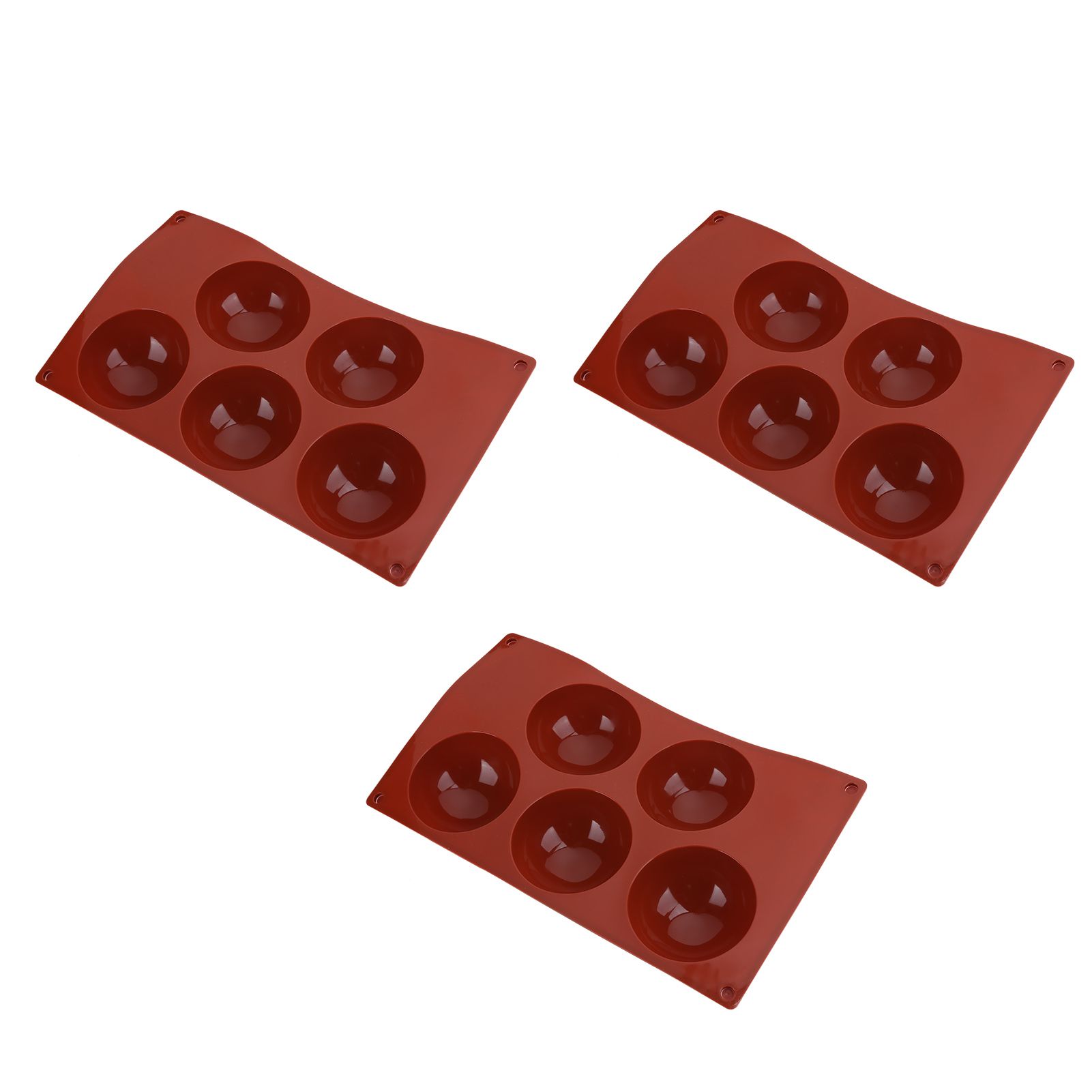 3PCS Semi Sphere Silicone Mold Baking Mold for DIY Making Hot Chocolate Mousse Cake5 Hole — image 6