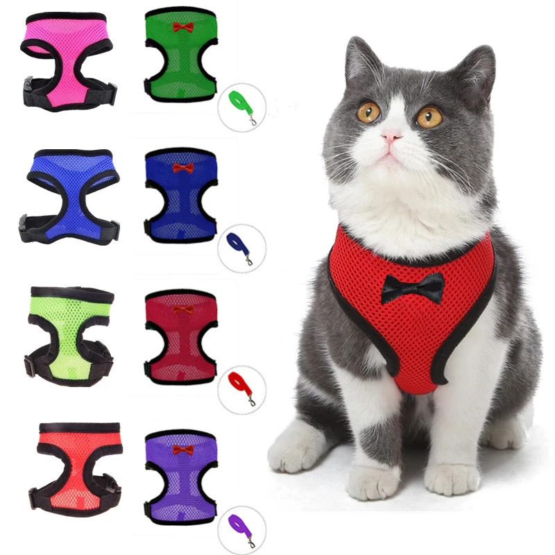 2-Pcs Red Adjustable Pet Harness with Leash – Breathable Mesh Design for Small Dogs, Cats, Chickens, Ducks & More | Anti-Escape, 360° Support, Lightweight & — image 2
