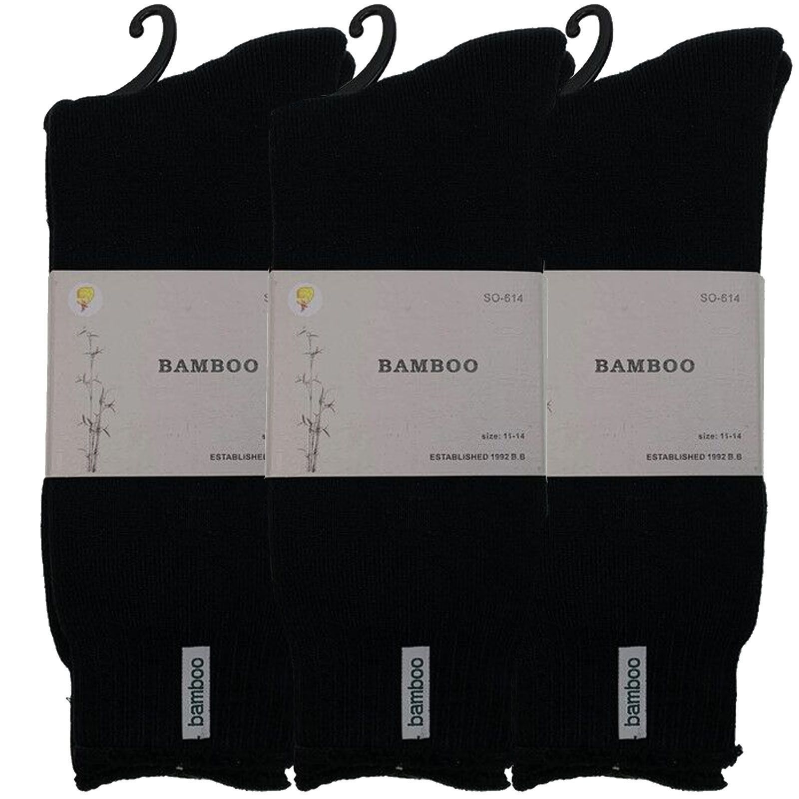 3 Pairs PREMIUM BAMBOO SOCKS Mens Heavy Duty Thick Work Socks BULK Cushion - Black โ image 6