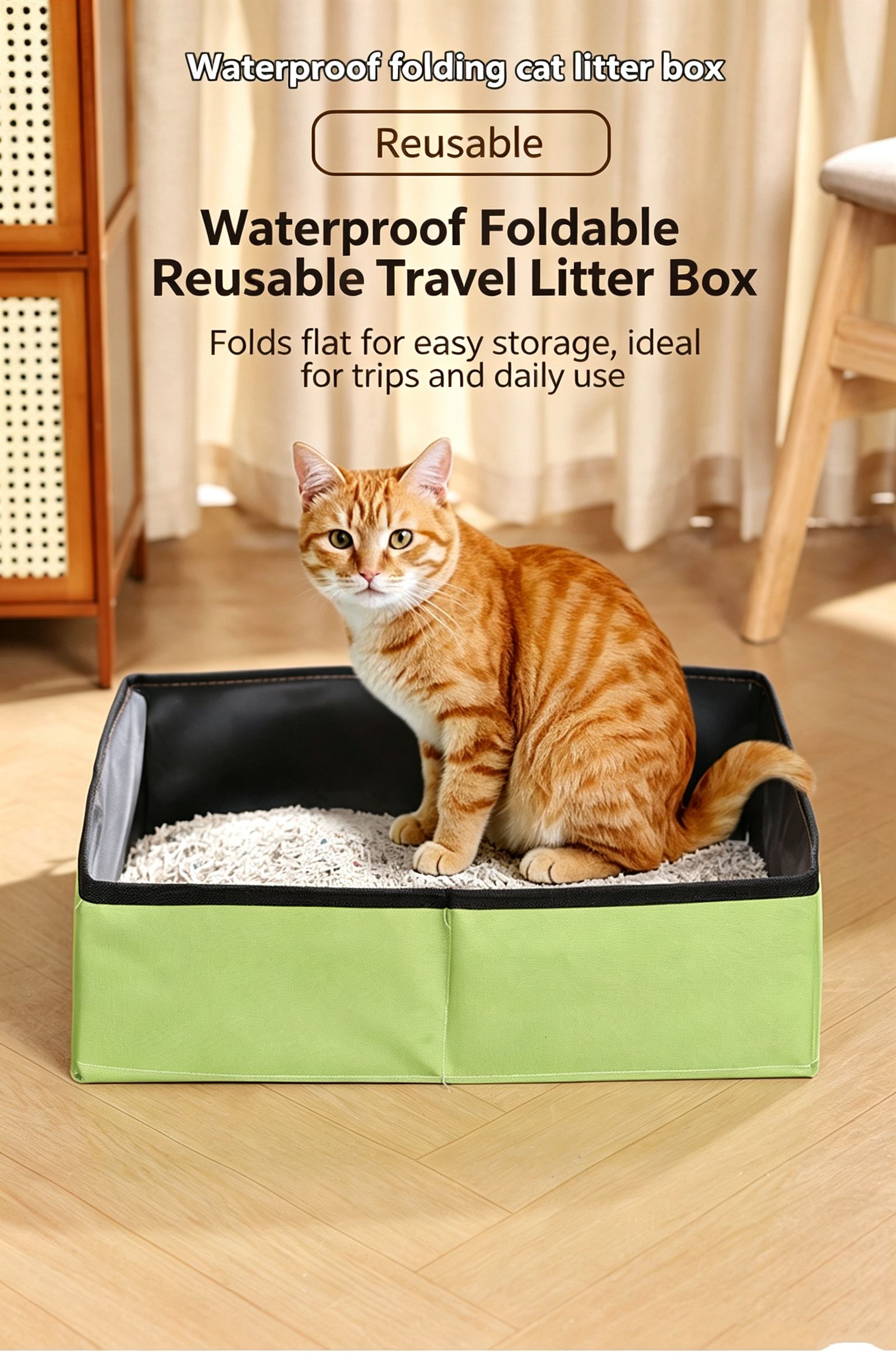 Portable Foldable Cat Litter Box for Travel,small grey — image 2