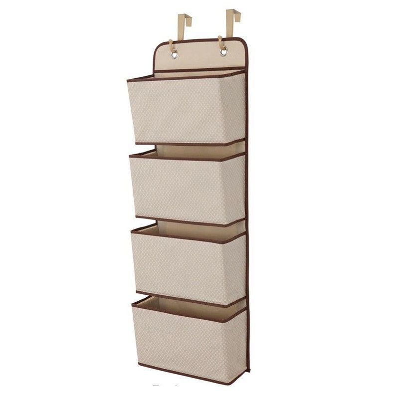 Children 4 Pocket Over The Door Hanging Organizer - 2 Pack, Easy Storage/Organization Solution - Versatile and Accessible, Beige — image 4