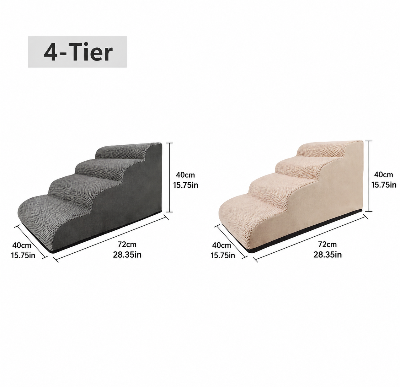 Orthopedic Foam Pet Stairs with Washable Cover – Safe 2, 3, & 4 Tier Dog Ramp for Bed & Couch Access, Gentle Slope for Puppies, Small Breeds, and Senior Pets — image 4