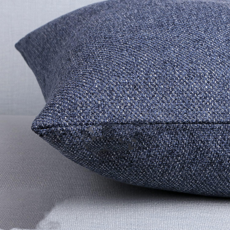 Farmhouse Geometric-Pattern Triple Button Vintage Linen Decorative Pillow Cover for Couch Bed Navy Blue, 18 × 18 inches,Pack of 2 — image 5