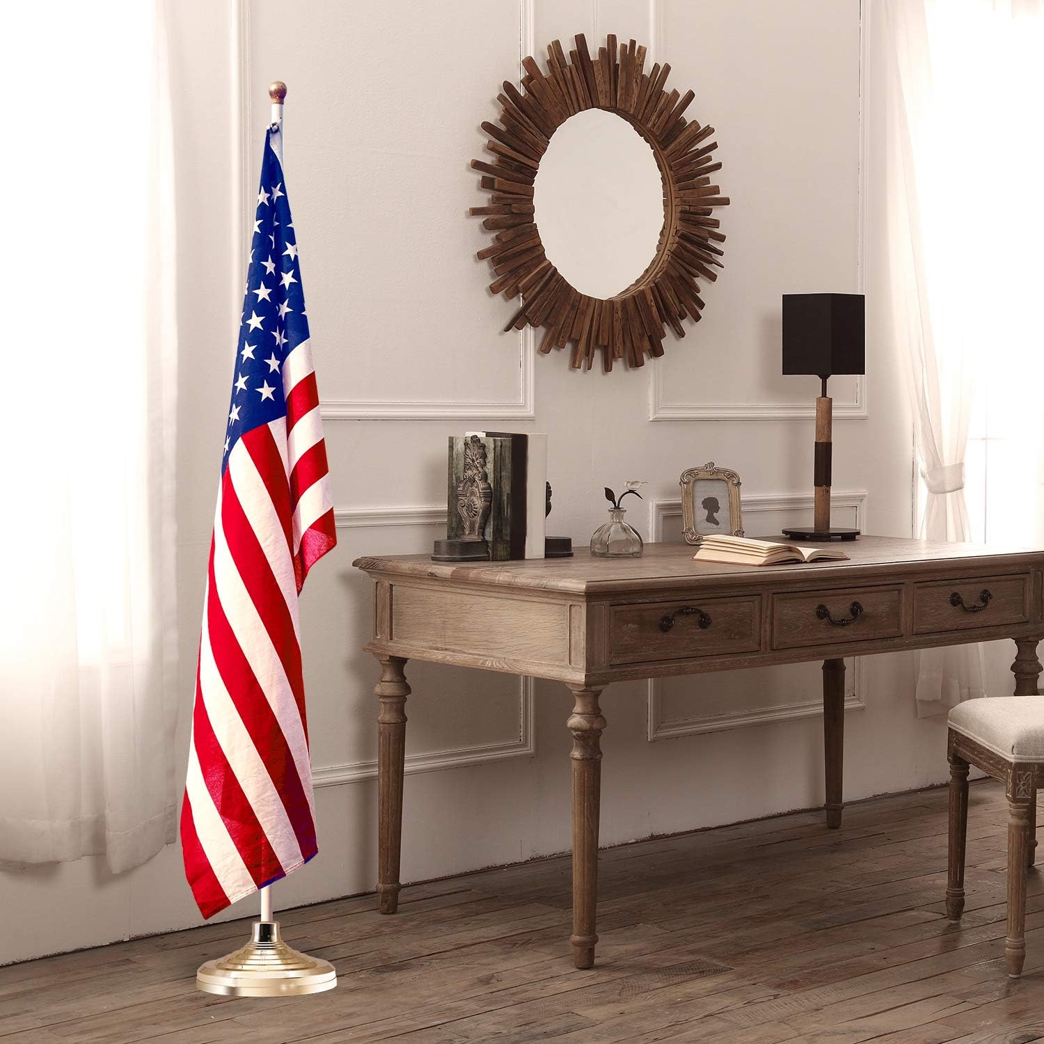 HOOSUN Base Stand for Flag Indoor Outdoor,Flag Pole Floor Stand Base Hold Flagpole Indoor Gold Banner Holder for 1.3'',1.1''And 0.9'' Diameter Flagpole — image 6