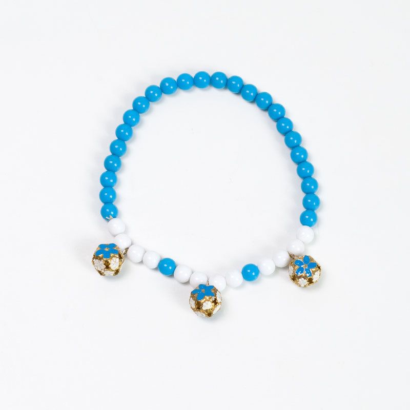 Pet Necklace Pearl Hollow Cat Dog Jewelry 32cm Lake Blue ° Elastic thread...about...32cm