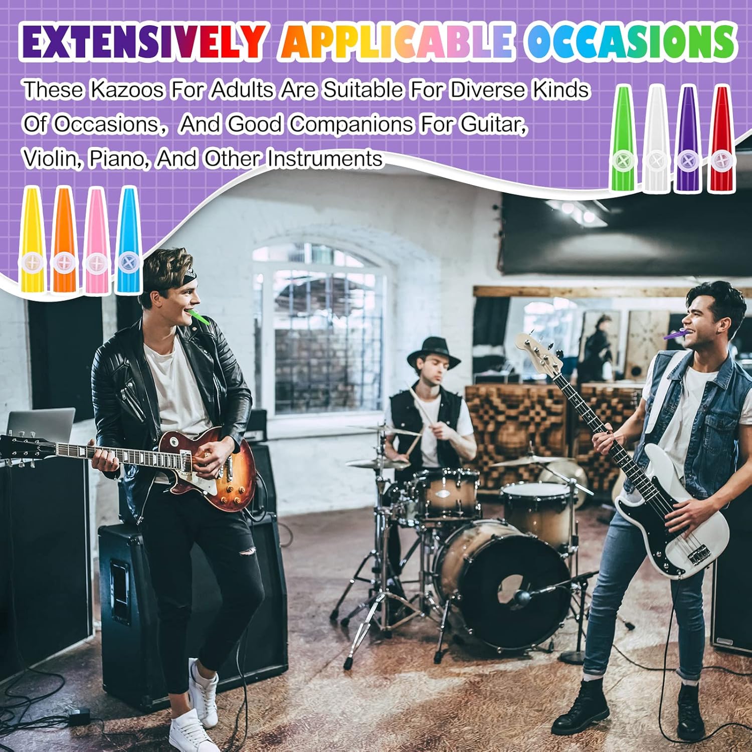 72 Pcs 8 Colors Plastic Kazoos Bulk Kazoo Musical Instruments for Party Favors Music Classroom and Events Gifts Bag Fillers Teacher Prizes Birthday Anniversary โ image 5