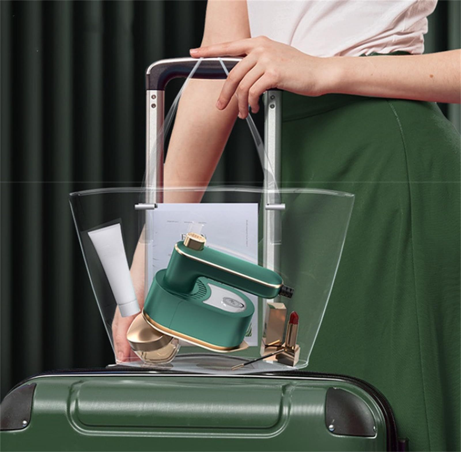 21*10.5*12cmTravel Iron with Steam, Handheld Rotary Garment Iron, Wrinkle Remover, 30s Fast Heating, Compact & Lightweight for Clothes (Green) โ image 3
