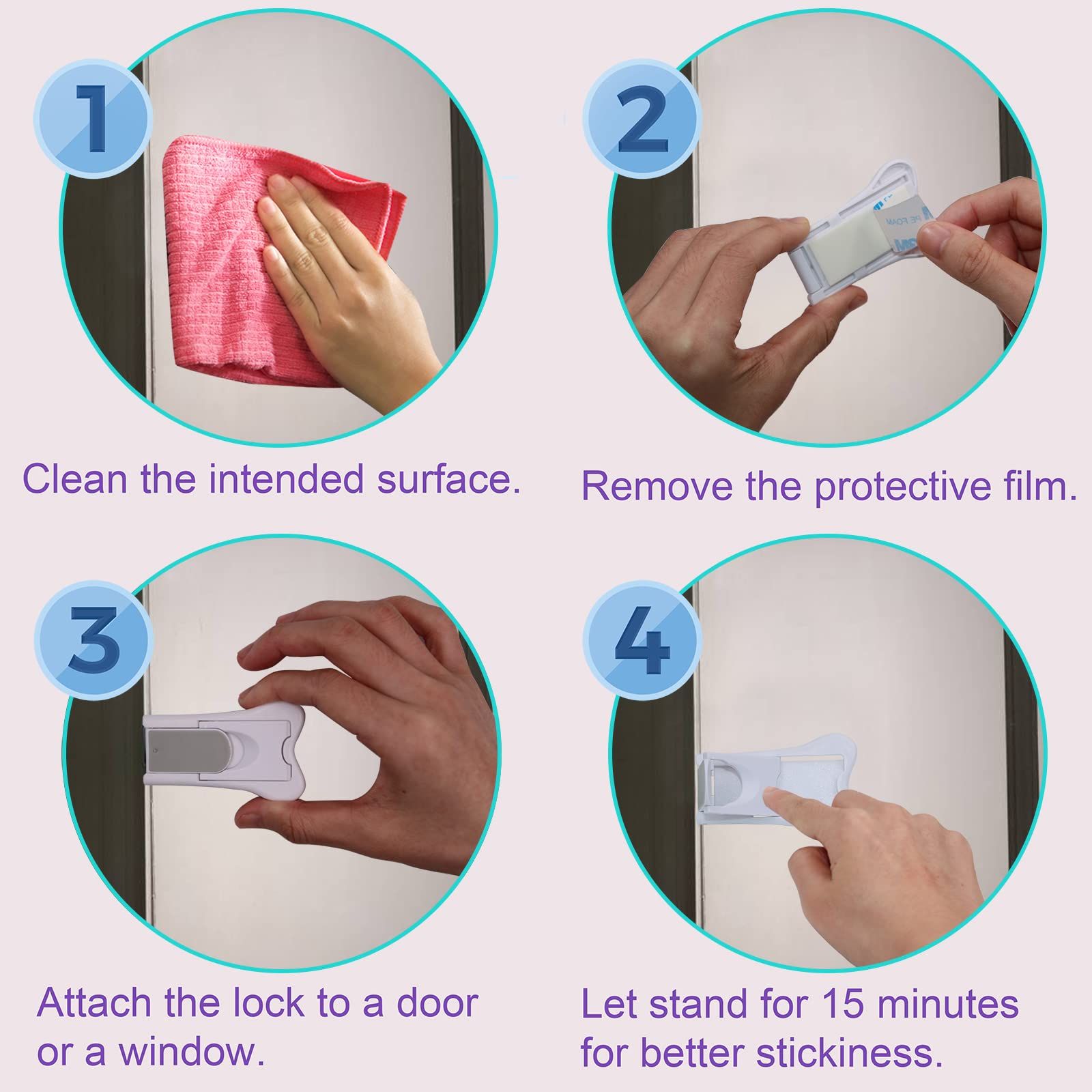Child Safety Locks for Cabinets and Drawers, Sliding Door Lock, Easy-to-Install Cabinet Locks for Babies โ image 2
