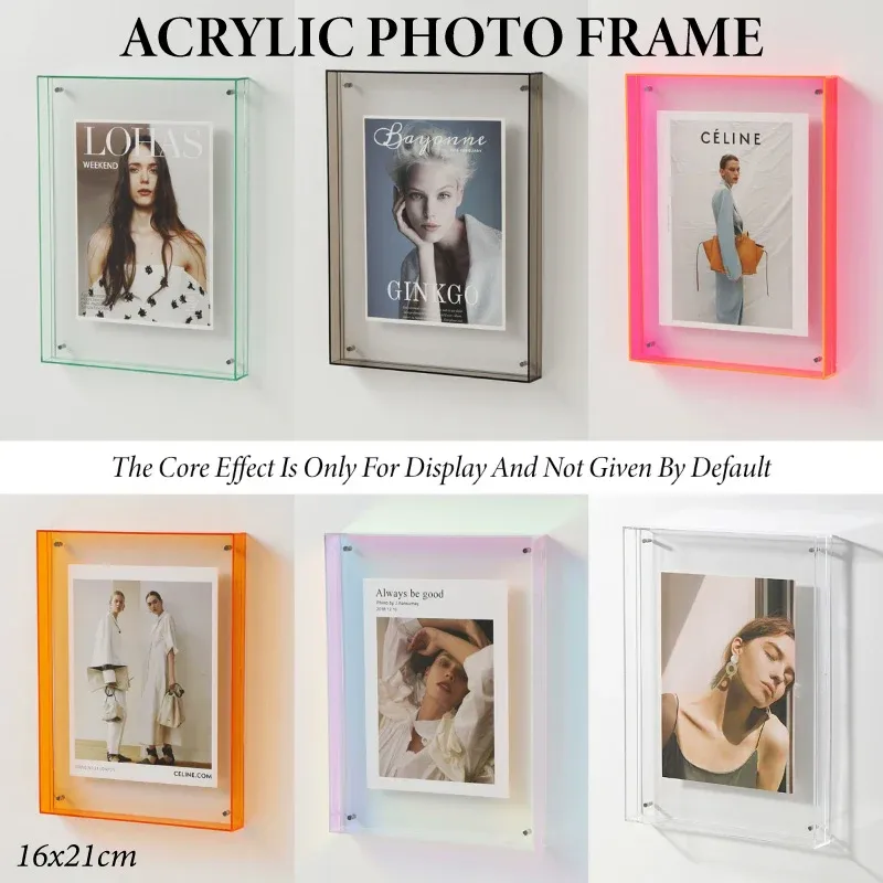 Acrylic Photo Frame Double-Sided Clear Display with Screw Mount โ 16x21cm - Green โ image 2
