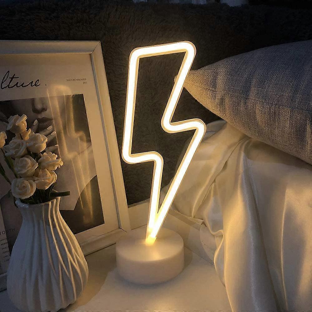 Led Lightning Bolt Neon Light Signs, Warm White Lightning Bolt Shape babies Night Light Wall Sign Light Battery Operated — image 4