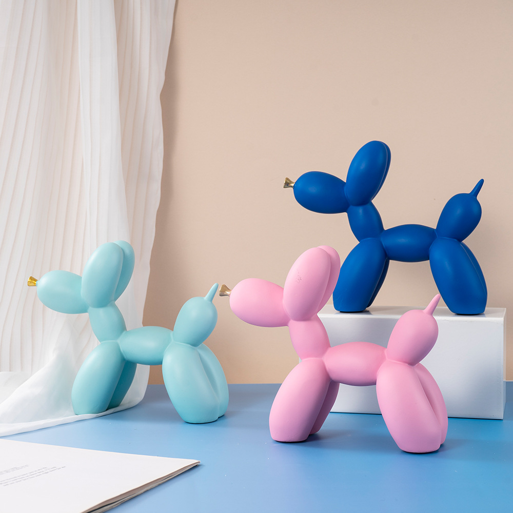 Yellow Modern Resin Balloon Dog Sculpture - Playful Art Figurine with Golden Snout Accent โ image 3