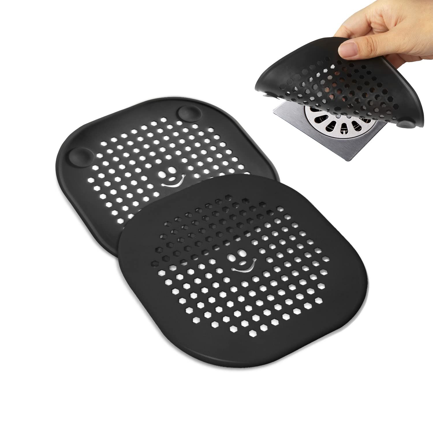 2 Pack Drain Cover Hair Catcher Silicone Drain Protector Hair Stopper for Shower Kitchen Bathroom Bathtub Black β image 5