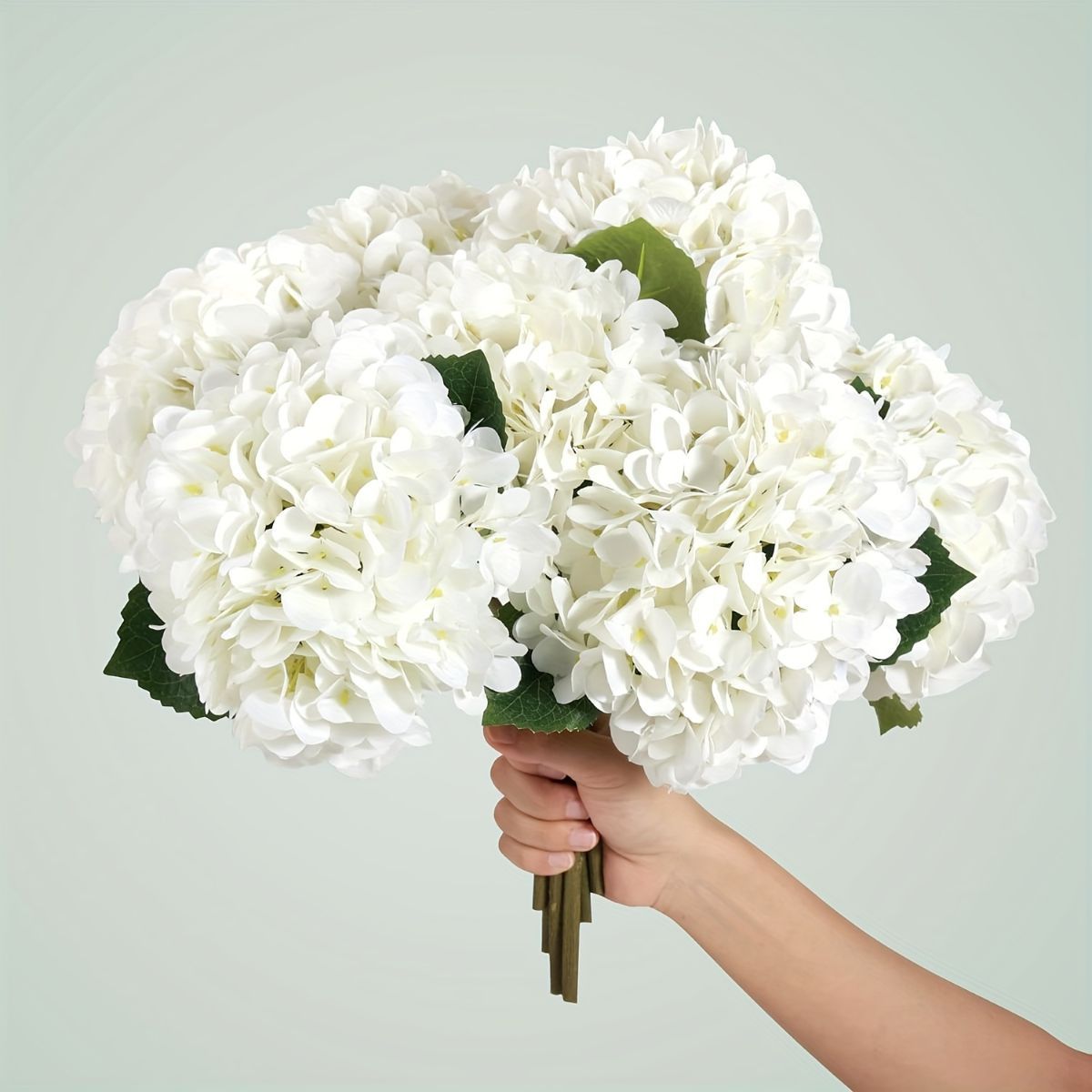 White Green Artificial Hydrangea White Hydrangea 18-Inch Flowers Real-Touch Flowers Wedding โ image 2