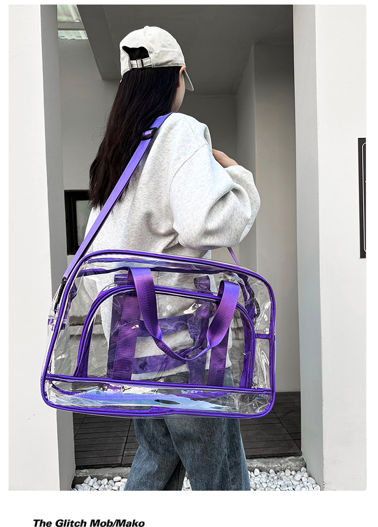 Purple transparent Multi-Purpose Clear PVC Bag - Travel, Fitness, Storage Tote (42x26x15cm) — image 4