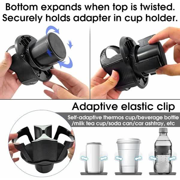 Two-in-one - Multifunctional - Car Cup Holder - Extension Adapter - Rotatable and Adjustable Double Bottle Holder โ image 3